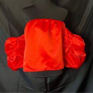 Festive strapless balloon sleeve Forever21 top. SZ M NTW